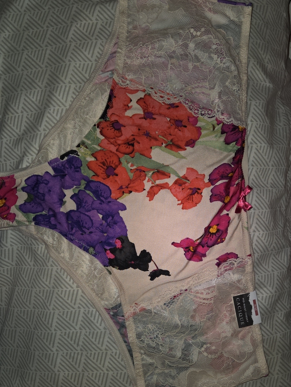 Cacique Floral Lace Mid-Waist Cheeky Panty -